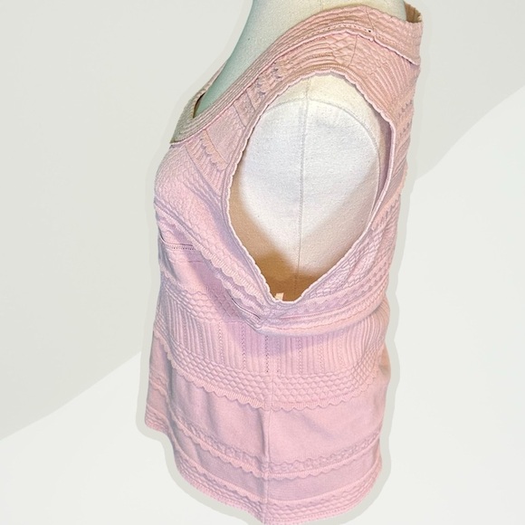 NWT Milly ‘Textured Tech Knit Lace Detailed Tank Top’ in Dahlia Pink Size 14/16 - Picture 5 of 13